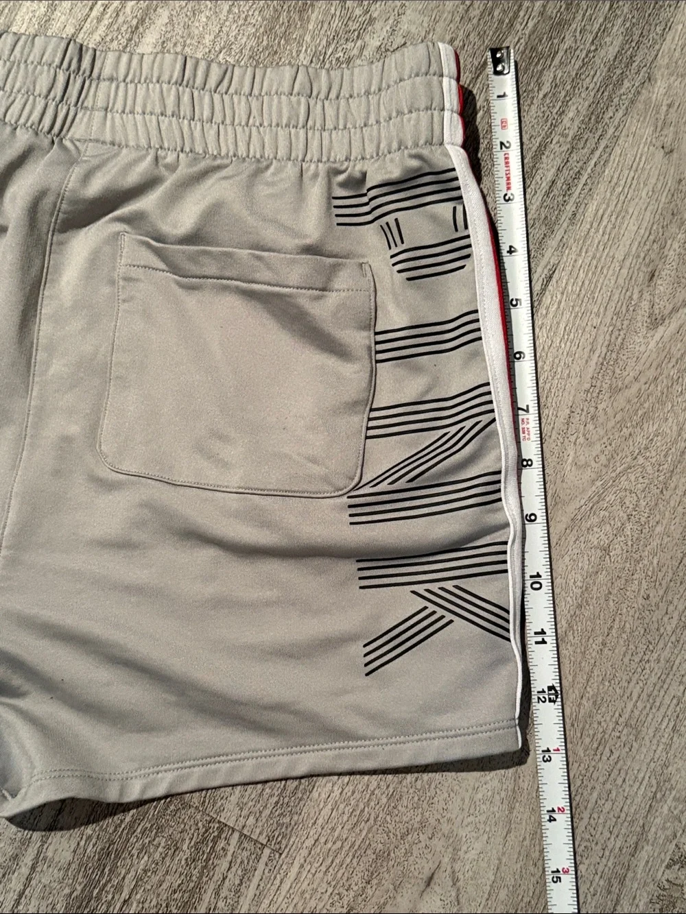 PINK Victoria's Secret Light Gray Athletic Shorts with Red & Black Side Stripes
